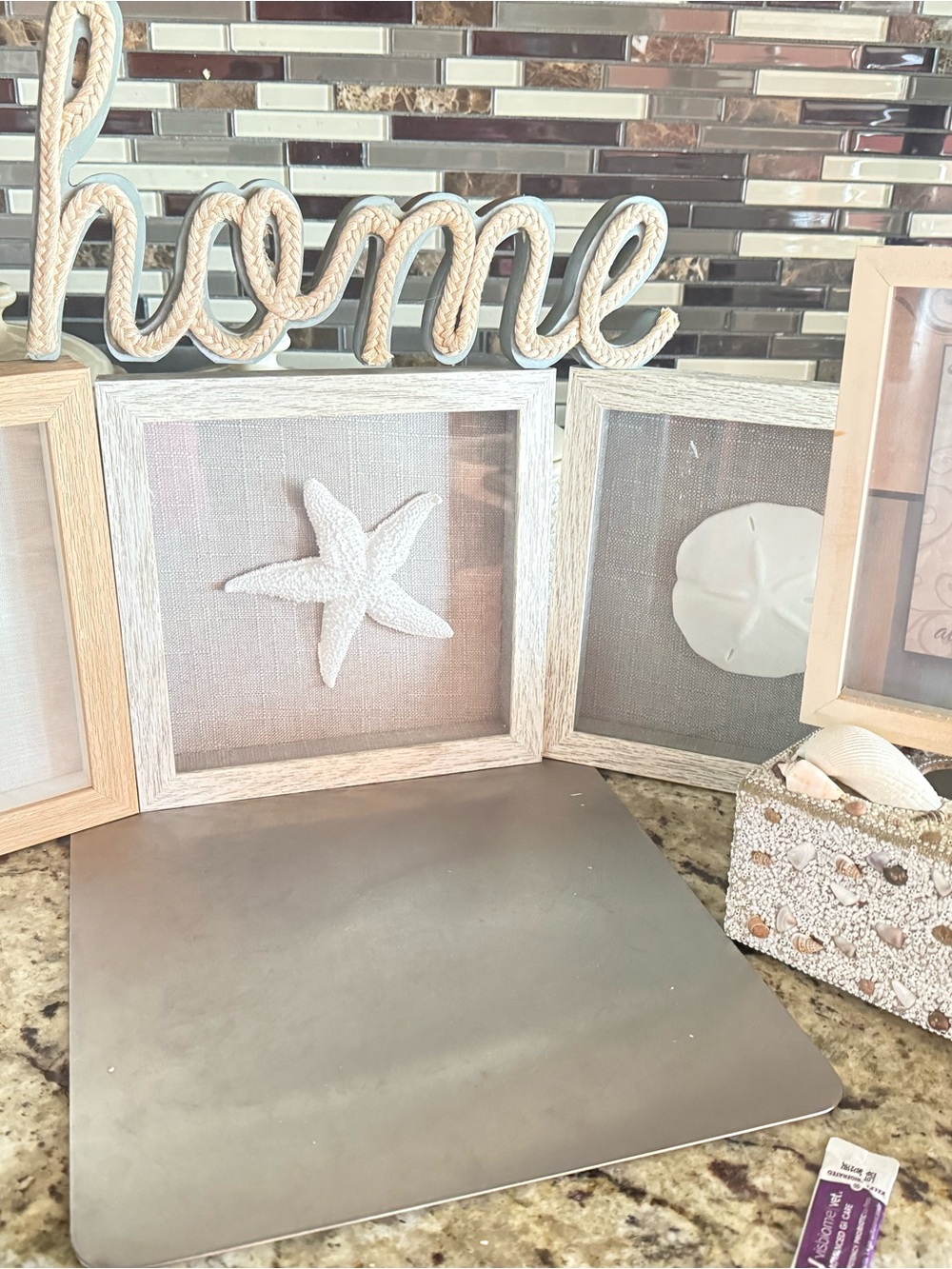 Coastal Starfish Shadow Box Wall Art - White